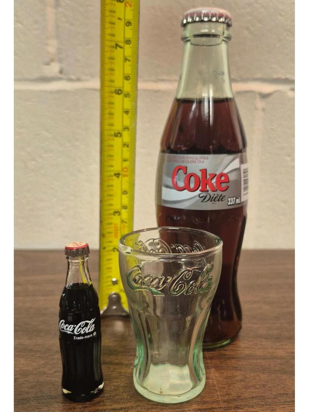 Vintage Coca-Cola Bottle and Miniature Bottle and Glass Set